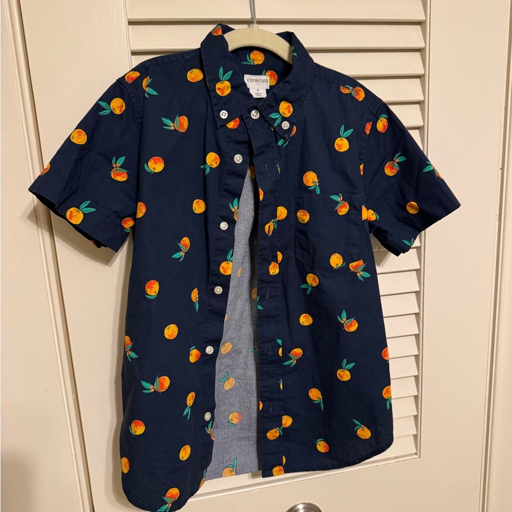 Crewcuts Navy Shirt with Orange Fruit Design